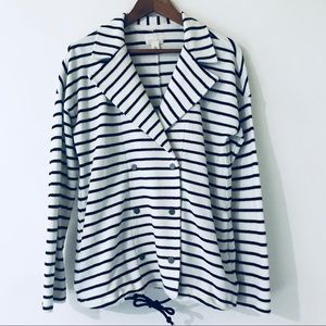 Nordstrom Caslon Black & White Stripe Knit Jacket